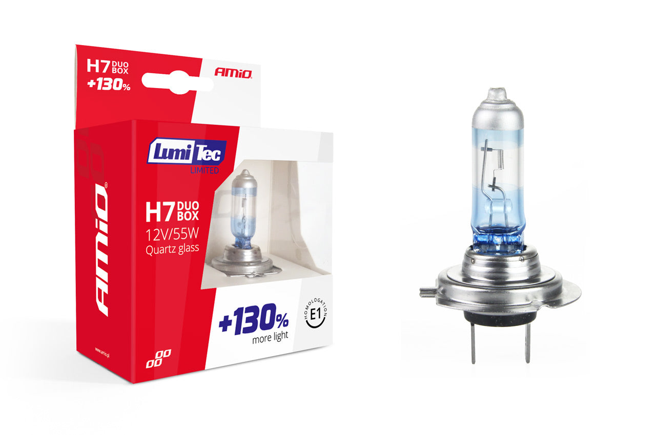Set becuri cu halogen H7 12V 55W LumiTec LIMITED + 130% DUO BOX